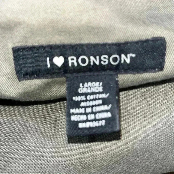 I HEART RONSON Military style utility jacket NWOT tie waist hooded olive - Picture 16 of 16